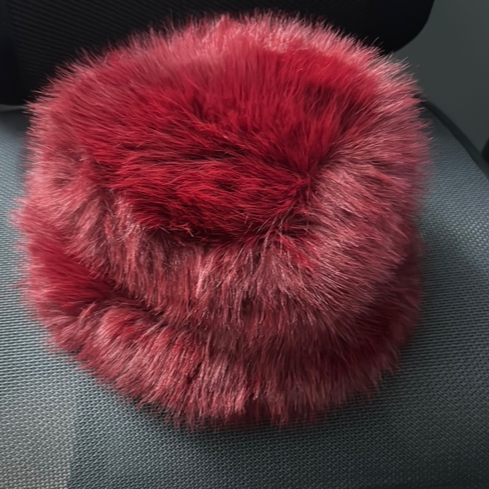 Plush Red Faux Fur Winter Hat